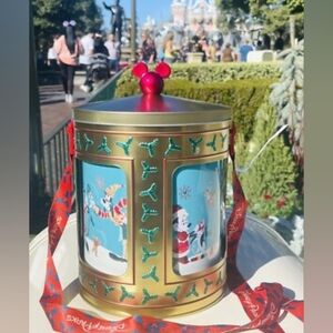 Disney Musical Christmas Festive Gold Holiday  Popcorn bucket Tin